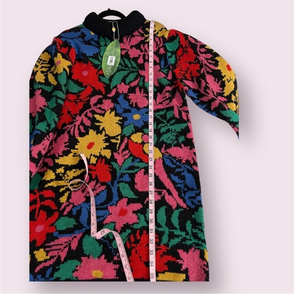 NWT Farm Rio Multicolored Tropical Garden Mock Neck Sweater Dress Size Medium - Picture 6 of 13